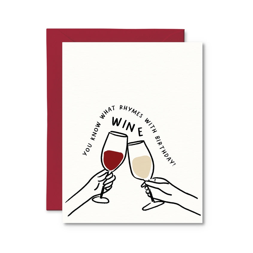 'Pretty By Her' Rhymes with Wine Birthday Card